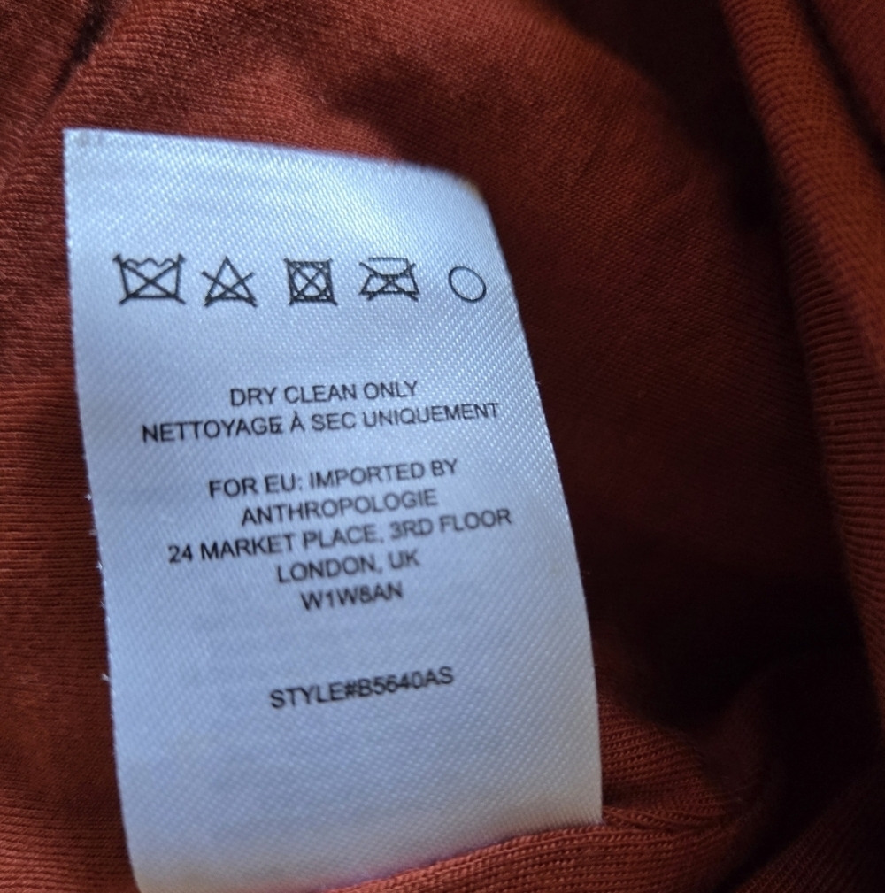 Anthropologie Tabitha Basketweave Textured Lined Pockets Dress 4 Quilted Rust - Picture 11 of 16